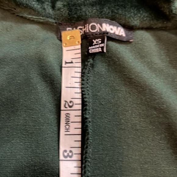 Fashion Nova velour mini dress collared velvet like size xs green sleeves long - Picture 9 of 9